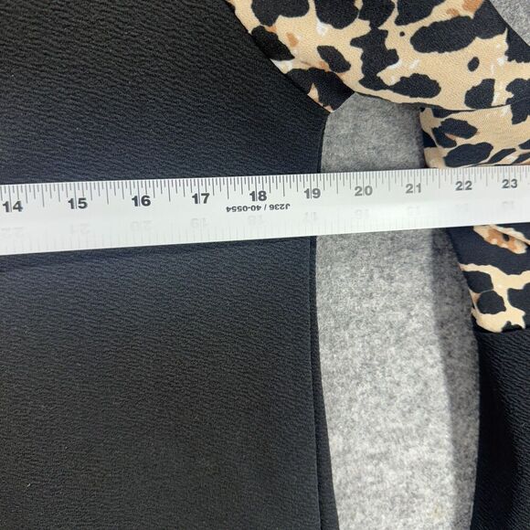 SheIn Blouse Women 8/10 Black Animal Print Long Sleeve Crew Neck Pullover Casual - Picture 5 of 7